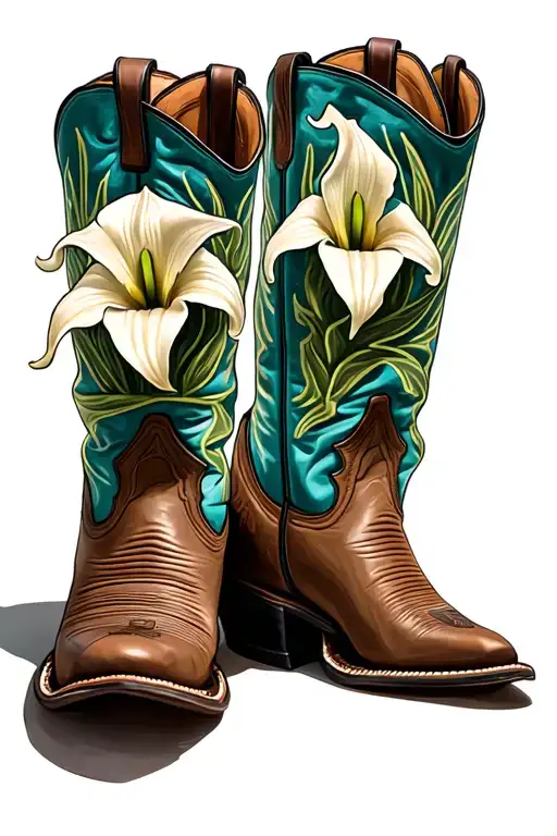 Cowboy Boots With Cala Lily