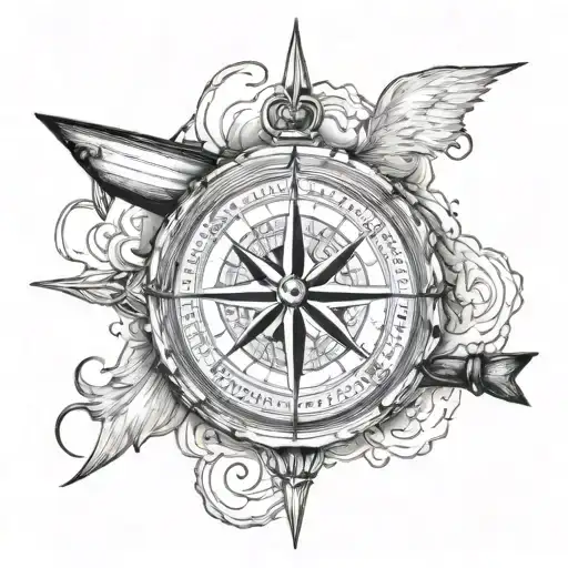 Compass Surrounded Boat Fishing Scene