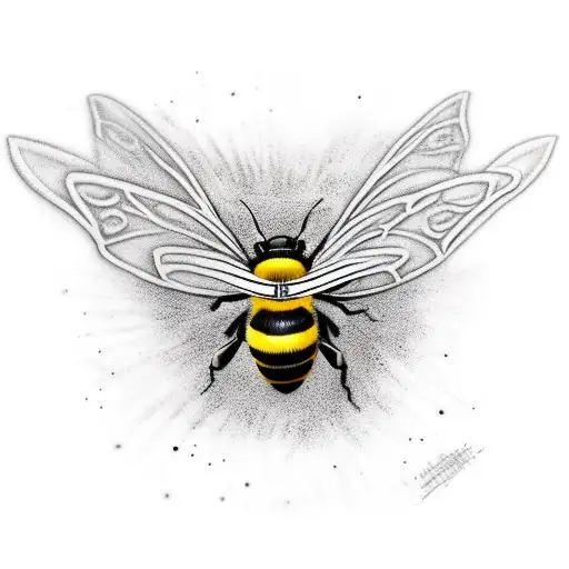 Bumble Bee In Black And White With The Script 'Bloody Bee' On It Somewhere