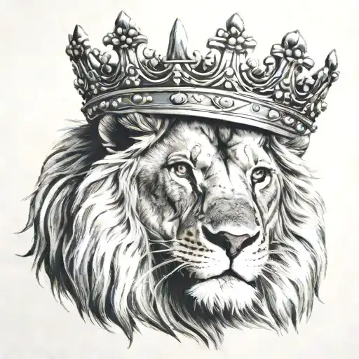 Face Of A Lion With Crown