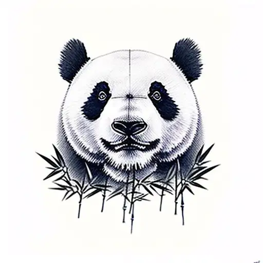 Agresive Panda Bear On Bamboo Forest