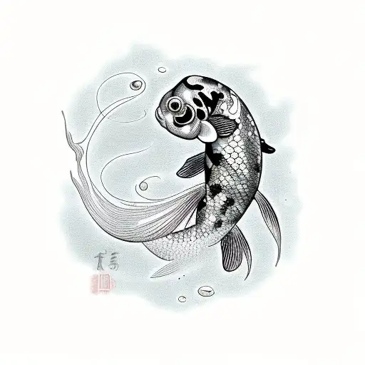 Black Koi Fish With Lotus Closet