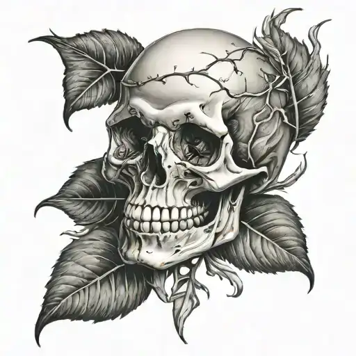 Skull With Thorn Rose