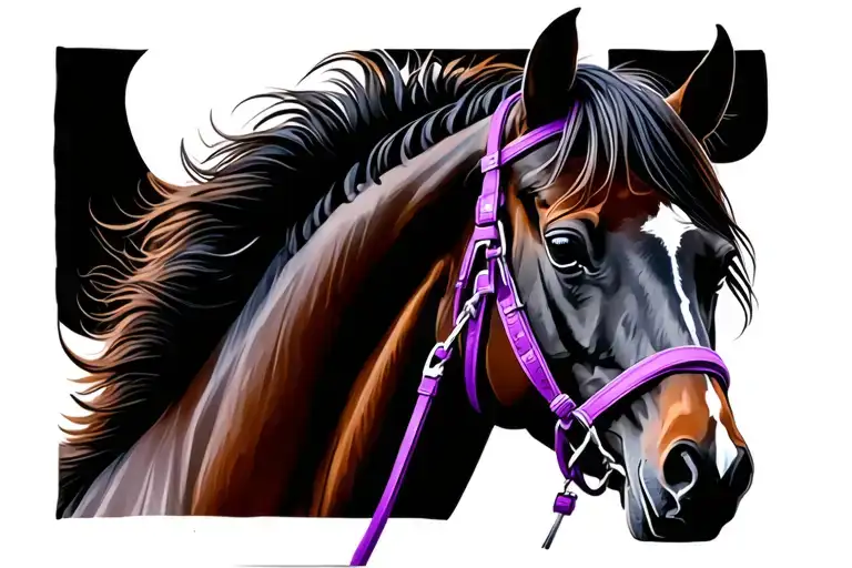 Horse And Purple Reins