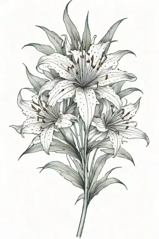 Red Spider Lily Flower In Red On Full Outer Thigh