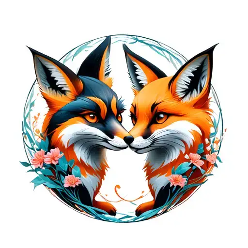 Zenko And Yako Katsune Fox In Circle Shape