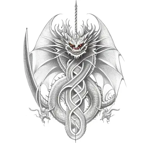Dragon Entwined In A Sword
