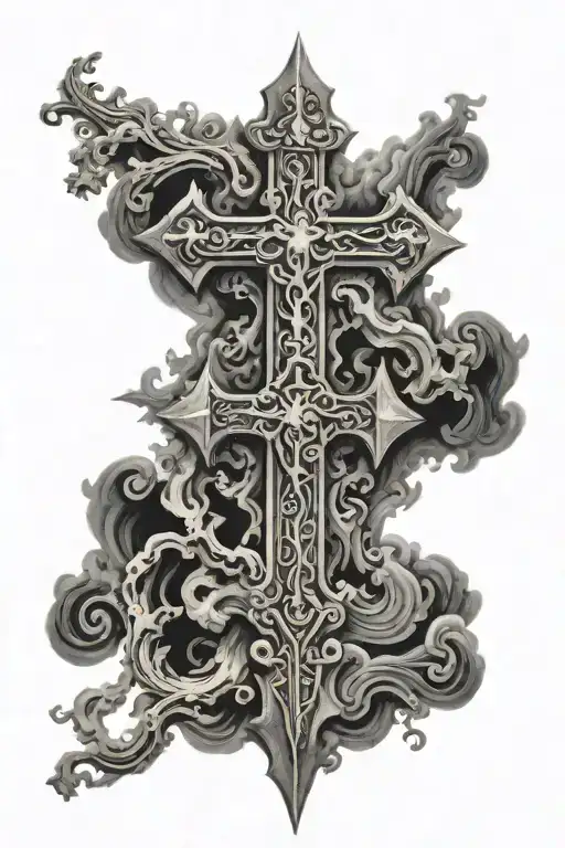 Cross Of Constantine With Black Smoke Background Black