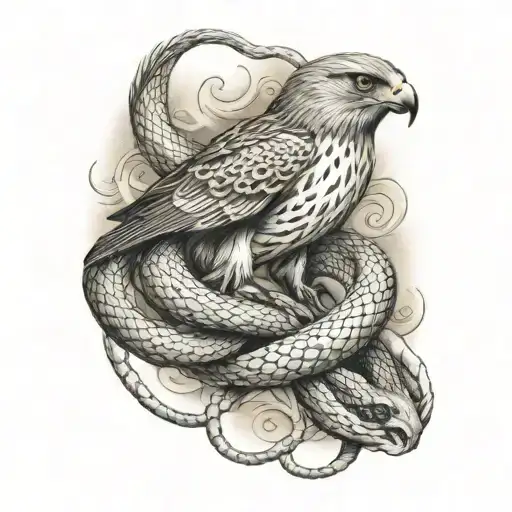 Hawk Swooping Up Snake
