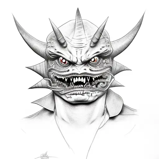 A Realistic Portrait Of Gengar With Intricate Shading And Details