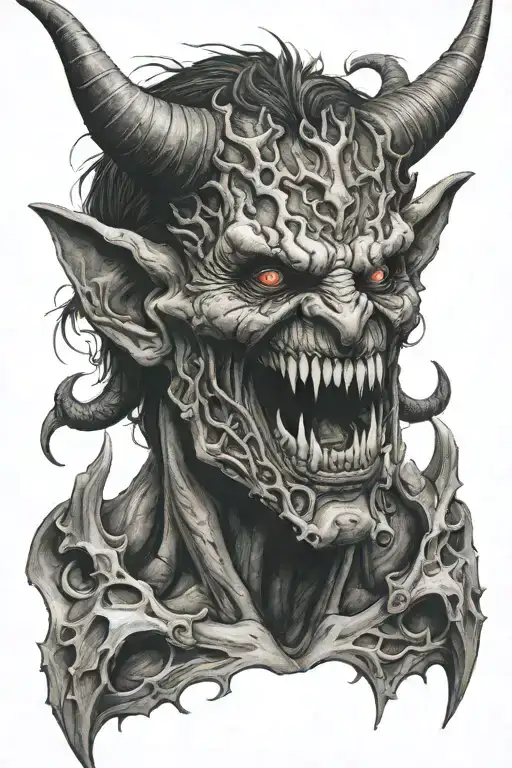 Demon With Horns And Teeth