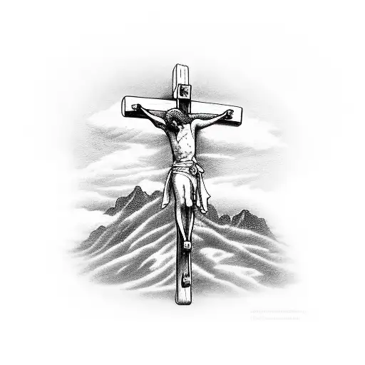 Jesus Christ Crucifixion On The Mountain At Dawn