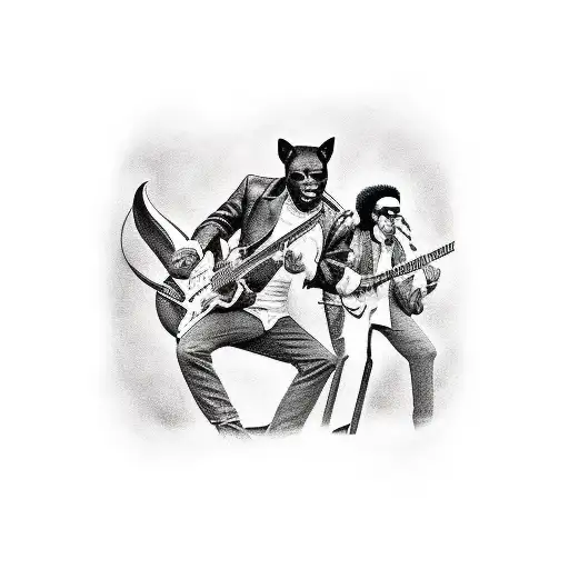 A Band Of Black Panthers Playing Instruments In A Realistic Style