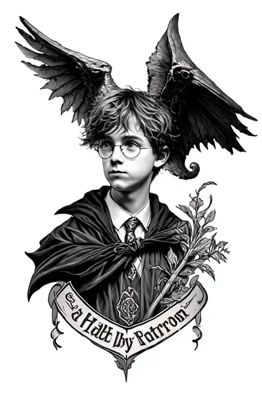 Harry Potter Inspired Tattoo Design Black And White Without People