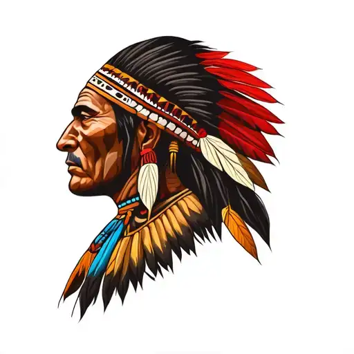 Taino Indian Warrior Head Side Profile View