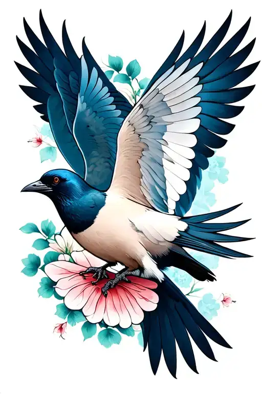 Japanese -Style Dove And Crow