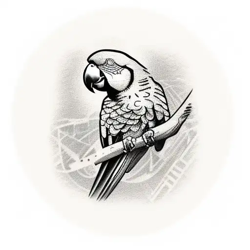 A Parrot Perched On A Guitar