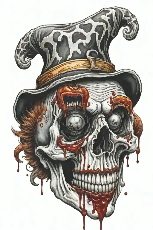 Mcdonald's Clown Holds Halloween Pumpkin Skull With Blood