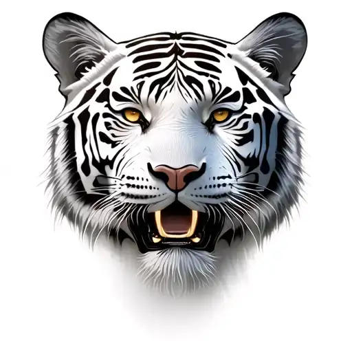 A White Tiger Head Front View