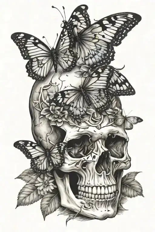 Skull And Butterfly