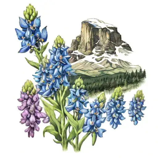 Colorado Mountains Blue Bonnets Incorporated Into The Design