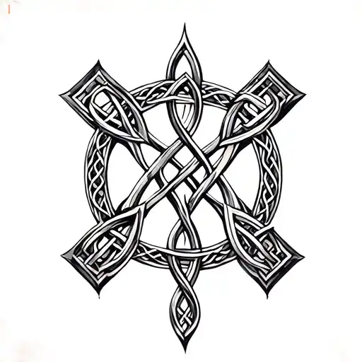 Chi-rho Alpha And Omega Symbol Celtic Knotwork Intertwined