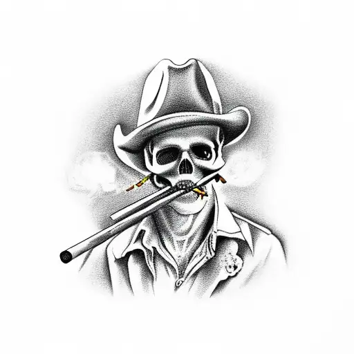 Skull With Cowboyhat Smoking