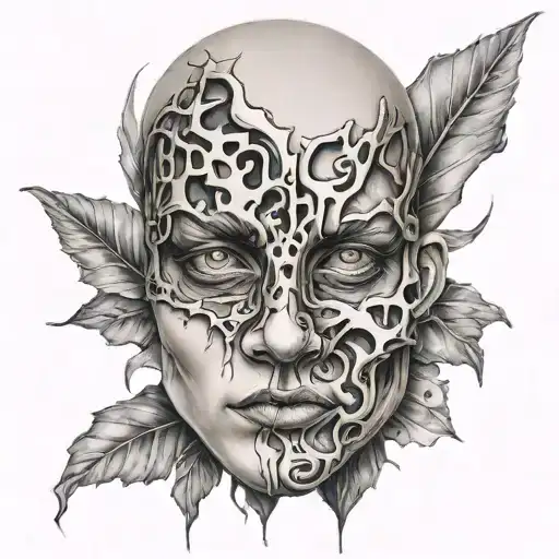 Broken Mask Revealing Suffer Hidden Underneath