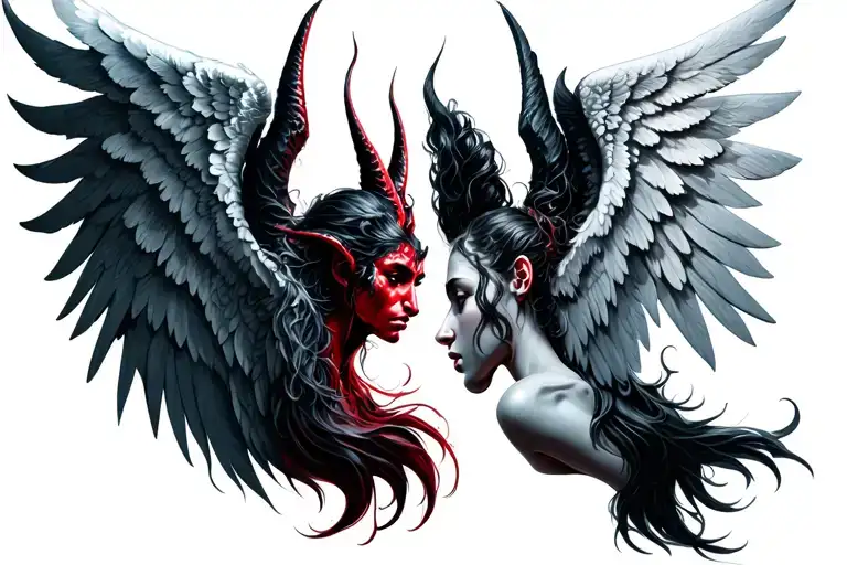 Left Devil Wing And Right Angel Wing Spread