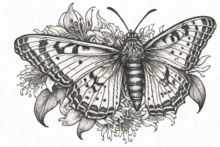 Moth With Red Spider Lily