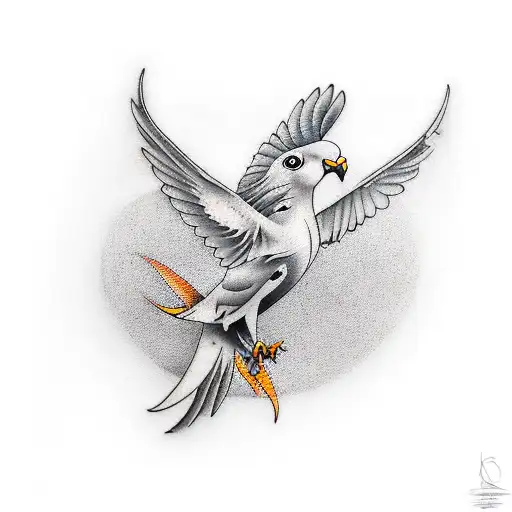 Flying Dove With Caligraphic B Behind