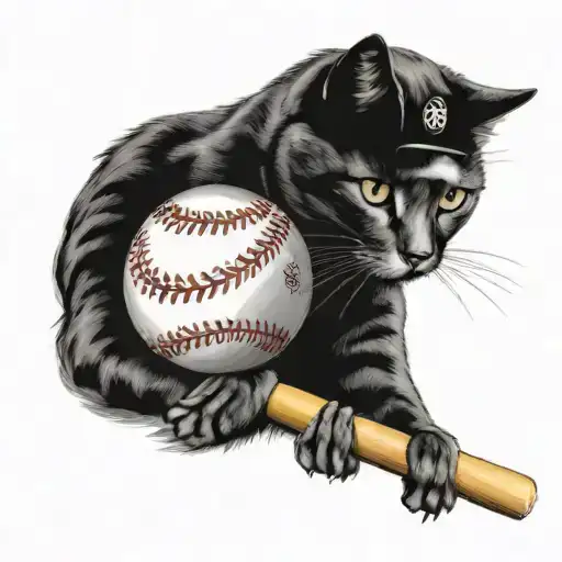 Cat Baseball Player At Bat