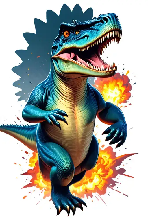 Cartoon Anklyosaurus Running From An Explosion