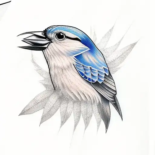 Blue Bird Carrying Newspaper