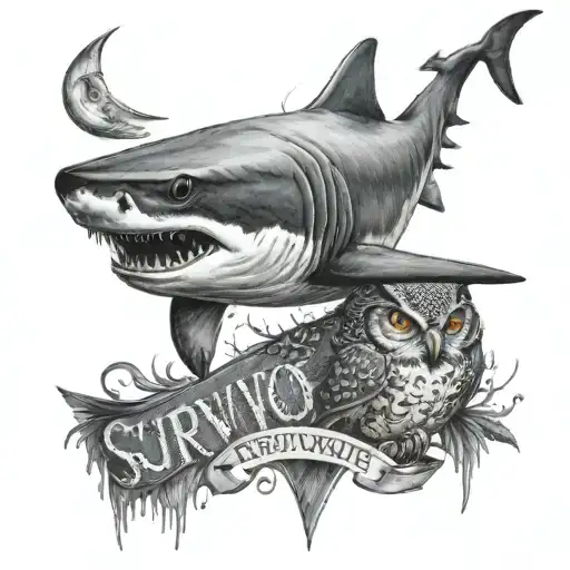 Shark And Owl With The Word Survivor