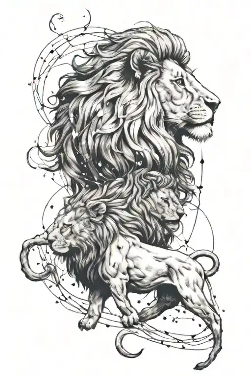 Lion And Capricorn Constellation Intertwined