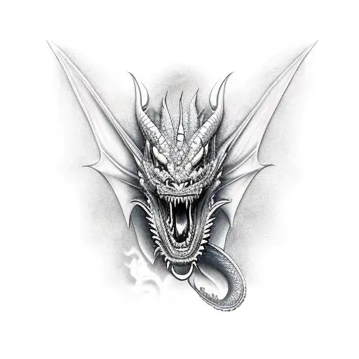 Dragon Oscuro Refejos Blancos Rugiendo