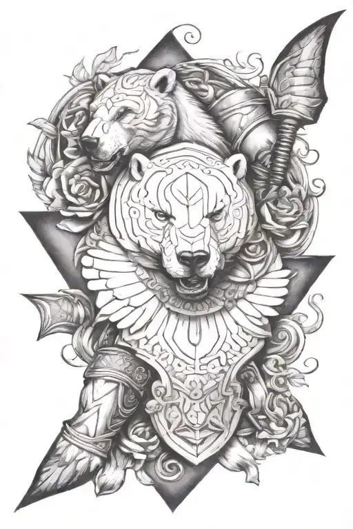 Polar Bear Crushing Roman Warrior