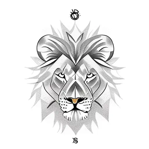 Lion With Family And Compass