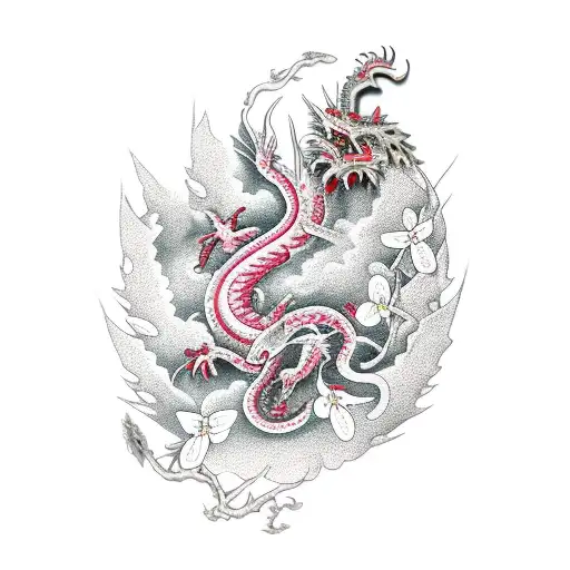 Cherry Blossom With Dragon