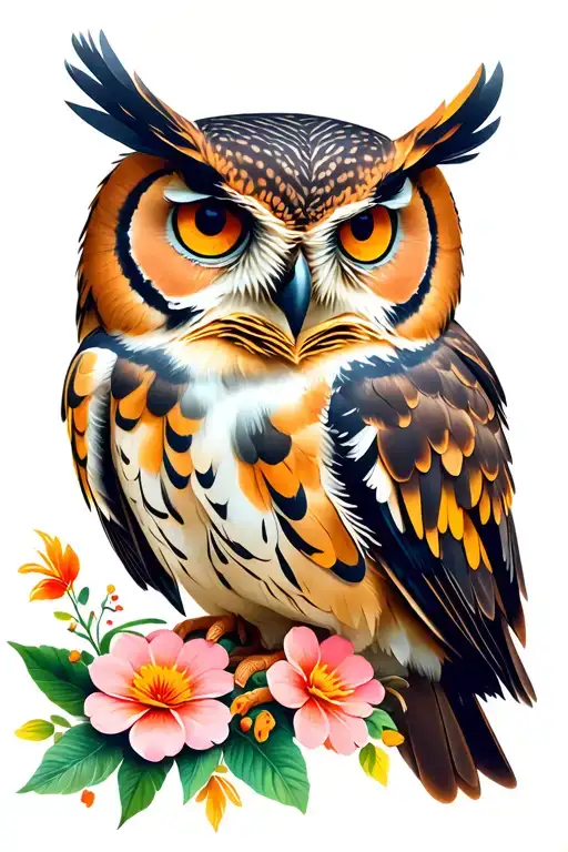 Owl And Flowers
