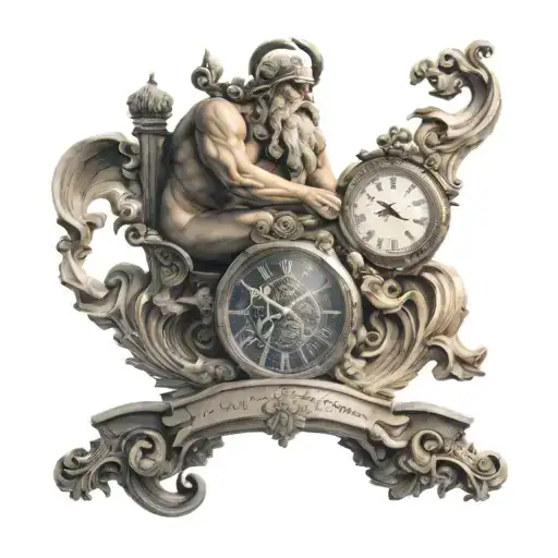 Kronos Zeus Poseidon God Clock Open Book High Resolution 8K