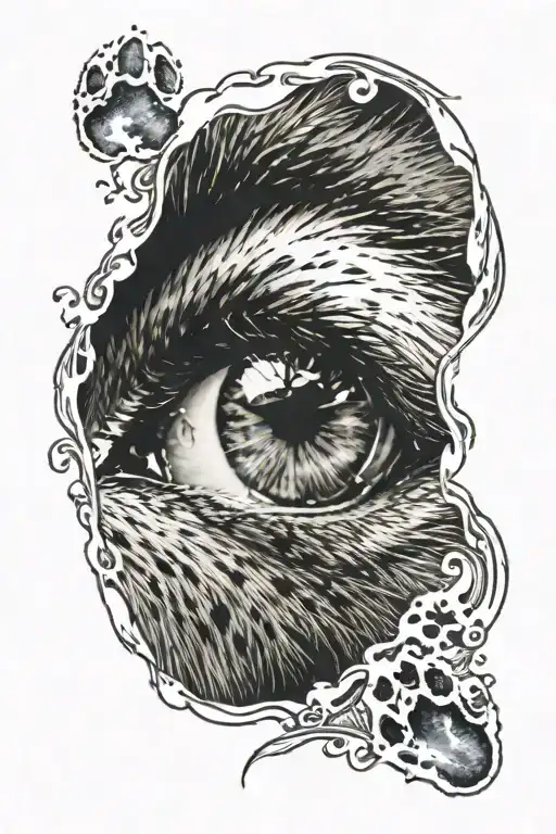 Eyes Inside A Dog Paw Print