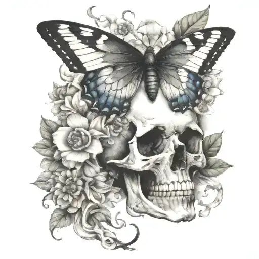 Butterfly Skull Flowers For Men