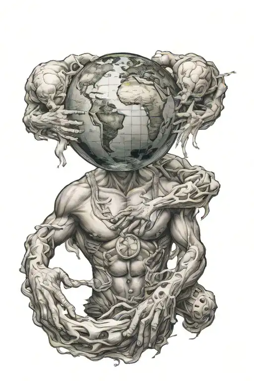 Atlas Holding The Planet Earth Burning