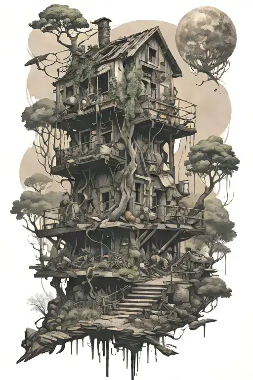 Post Apocalyptic Setting Full Of Nature Scene