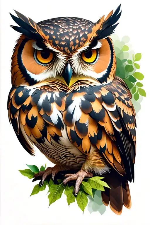 Owl In Forest Scene