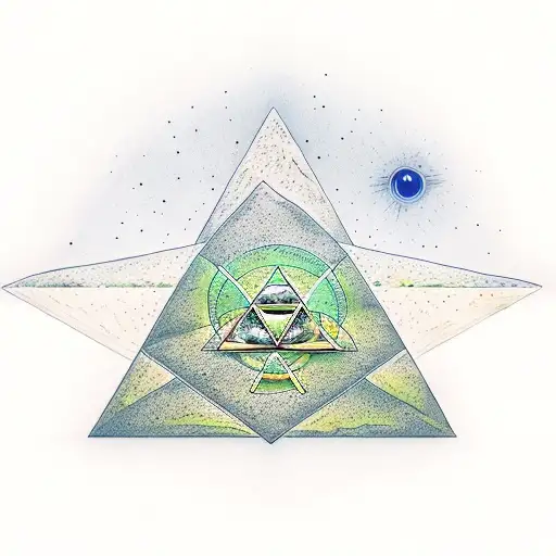 Hourglass Fading Into A Pyramid And The Symbol Of The Third Eye