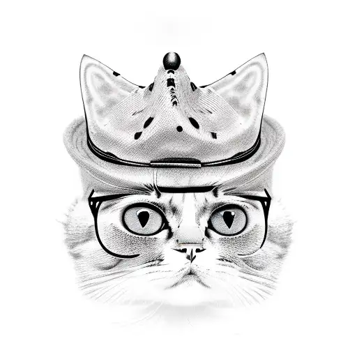 A Cat Wearing A Magical Hat Playing A Guitar