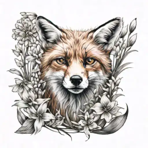 A Fox Surrounded By Blooming Lycoris Radiata Flowers